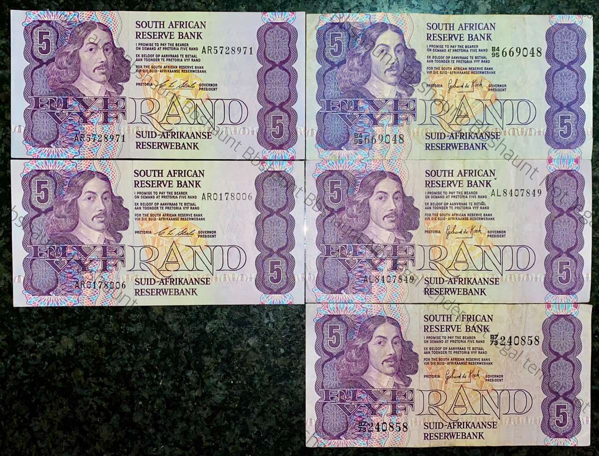 SET OF R5 ONE ERROR NOTE CL STALS 1990 & GPC DE KOCK 1980s(ERROR 1 DIFFERENT COLOUR(1 BID TAKES ALL)