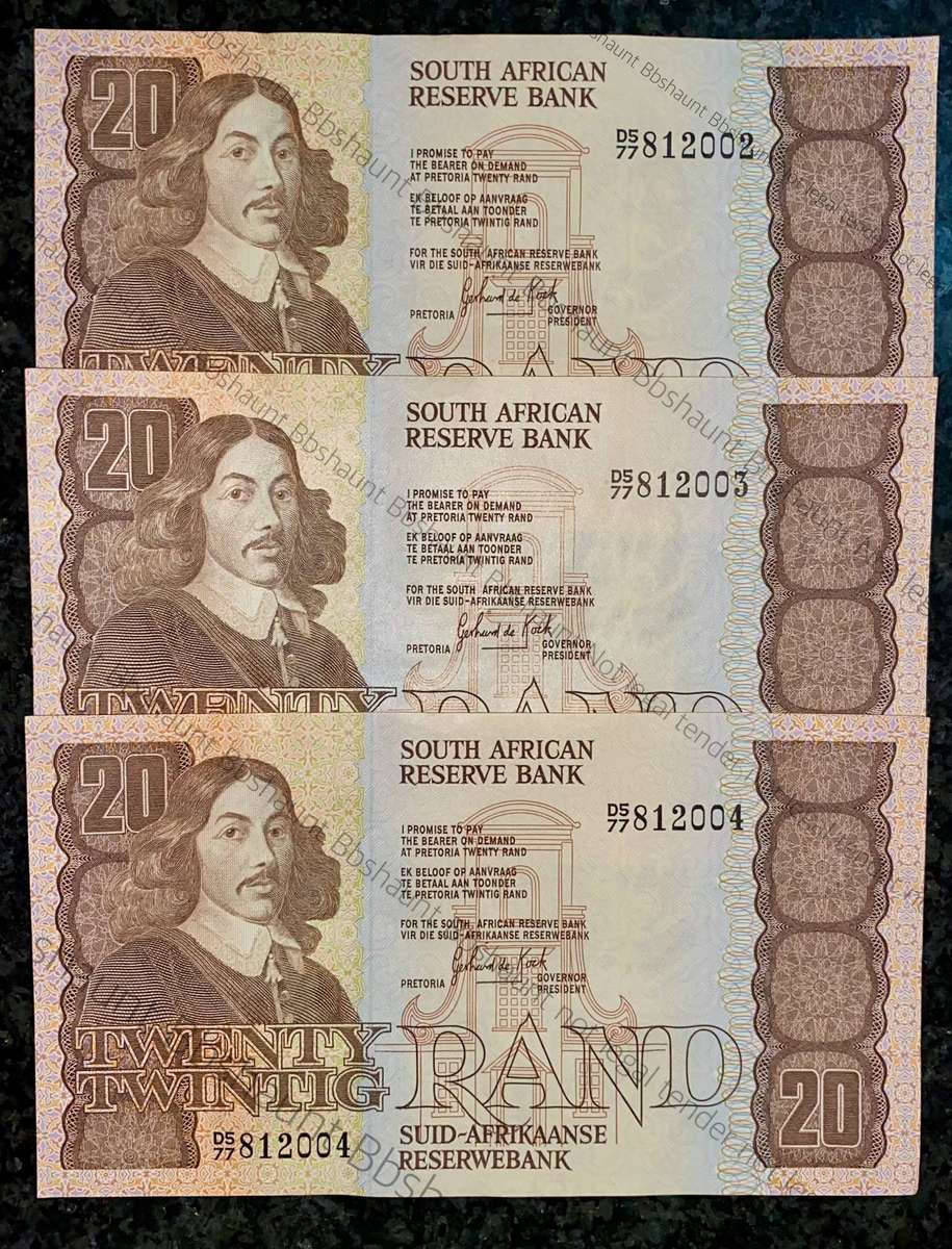 GPC De Kock. R20 in sequence D5 77/812002 UNC-AUNC 3rd issue 1984 (1 bid takes all)