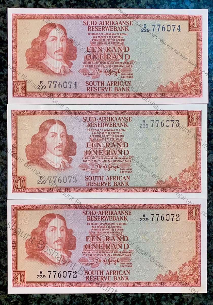 TW De Jongh. R1 in sequence B239 /776074-072 unc-aunc 2nd issue 1973 (1 bid takes all)