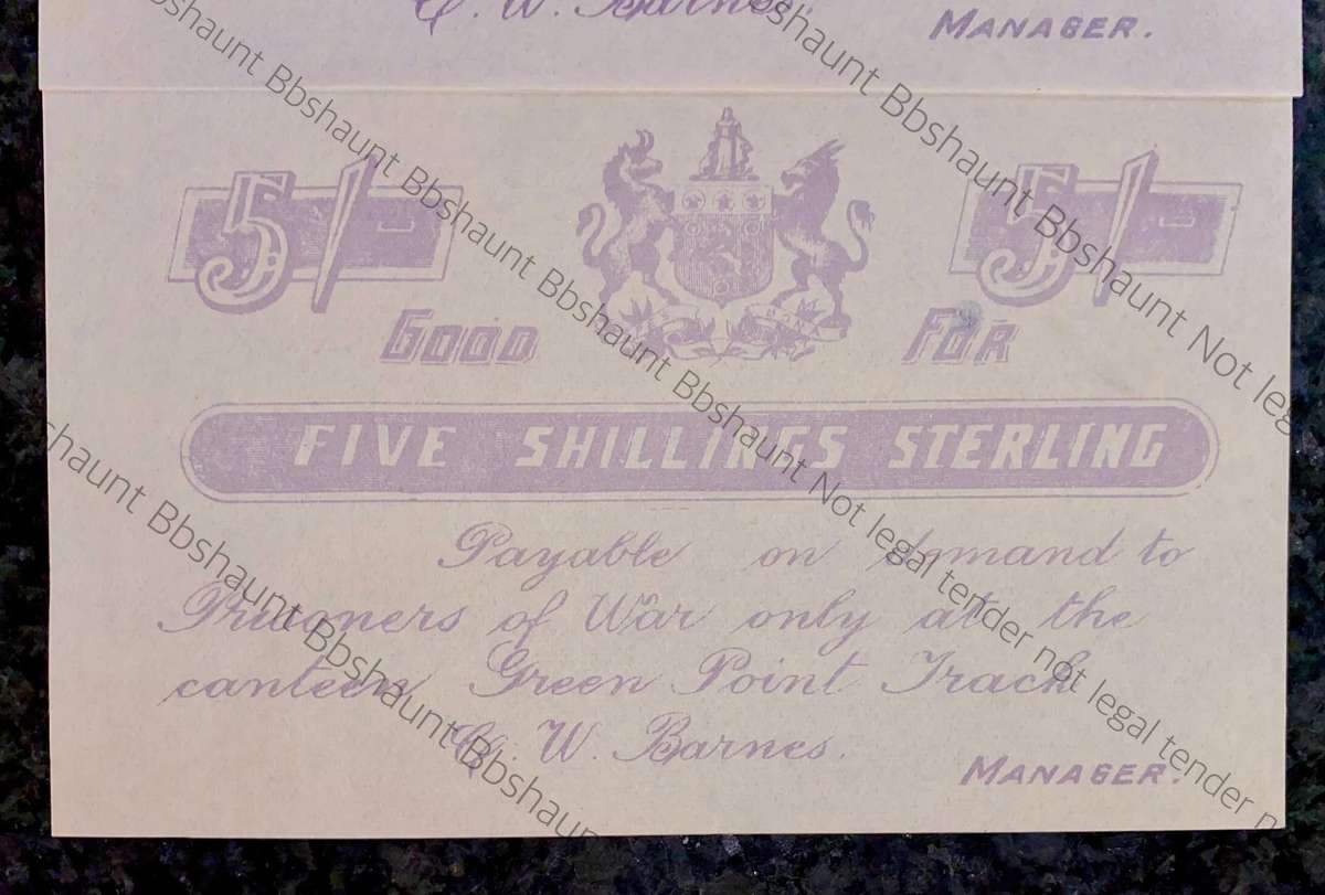 Anglo Boer War POW set 5 shillings & 1 shillings 1899-1902 Greenpoint Track - Good Fors - no wtm