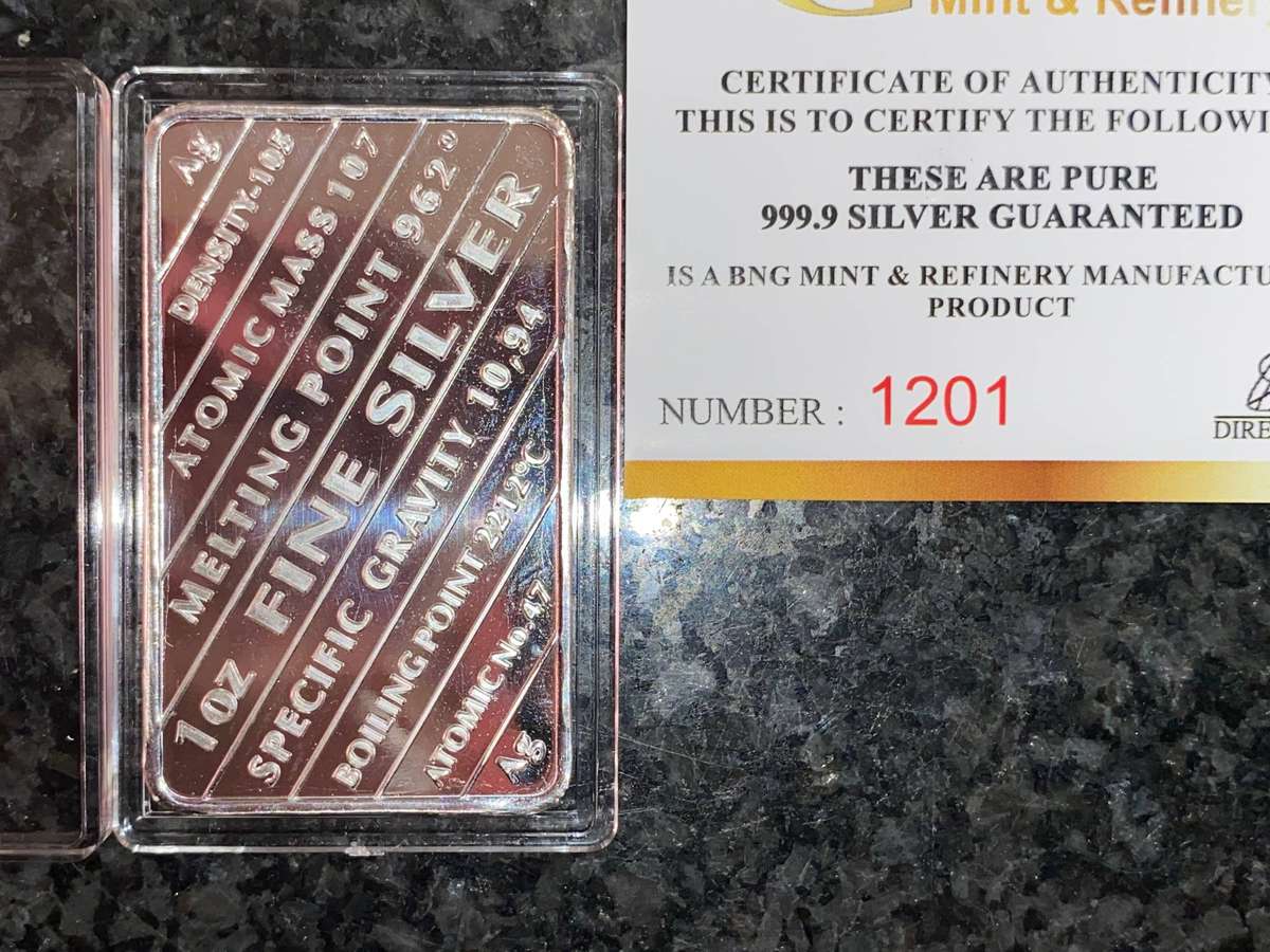 Silver Bar 1OZ -- Happy Birthday -- 1OZ Fine Silver with certificate - pouch & capsule