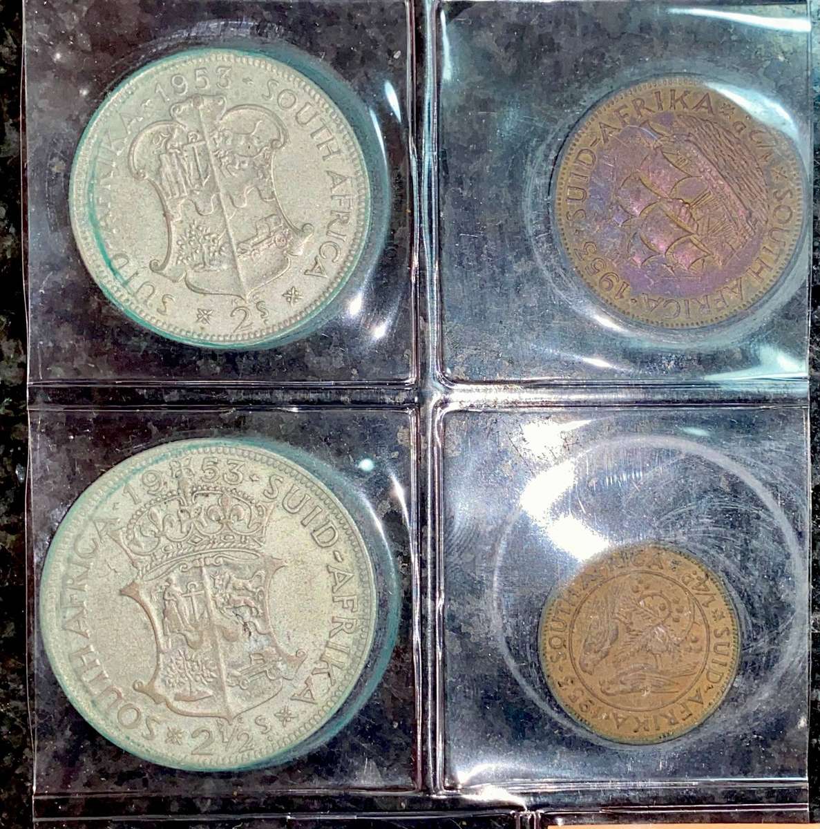 Complete Set 1953 -- Silver 5 shillings to 1/4 penny in folder + info card
