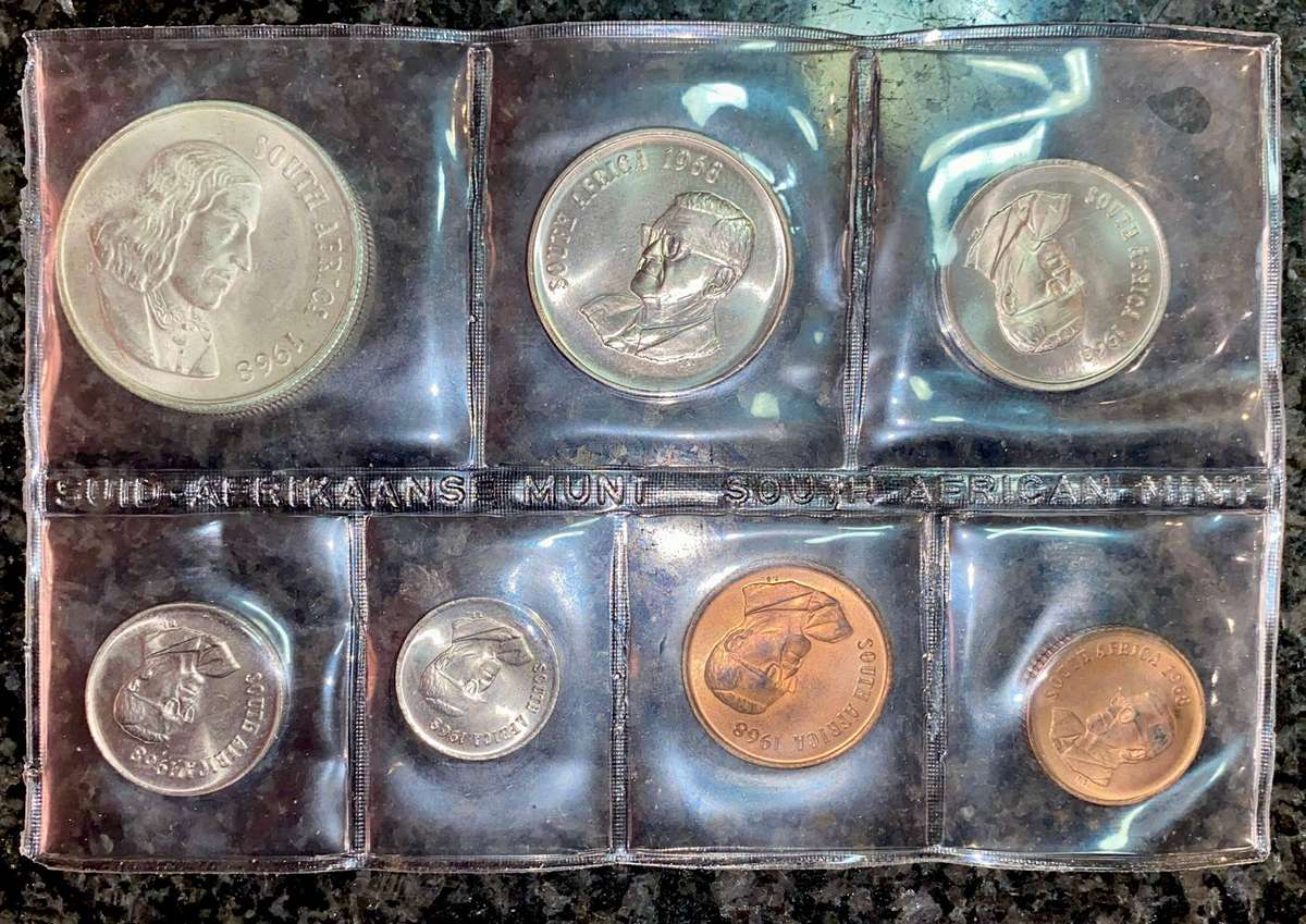 SA Mint Uncirculated 1968 - English Silver R1 to 1 cent - sealed as from SA Mint