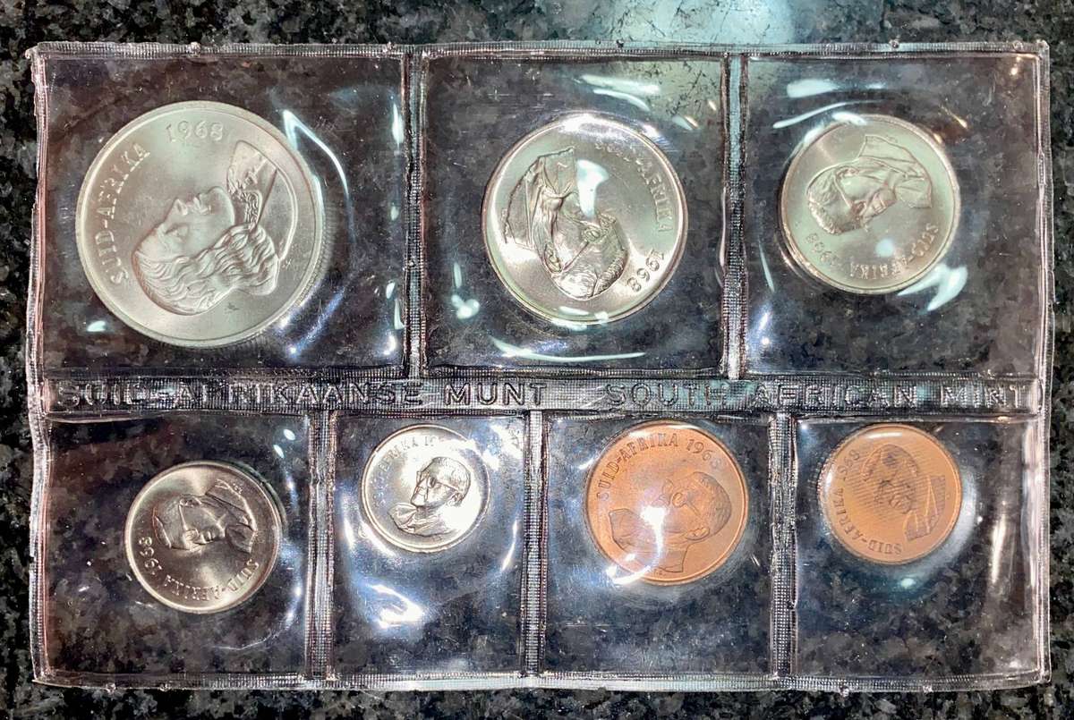SA Mint Uncirculated 1968 - Afrikaans Silver R1 to 1 cent - sealed as from SA Mint