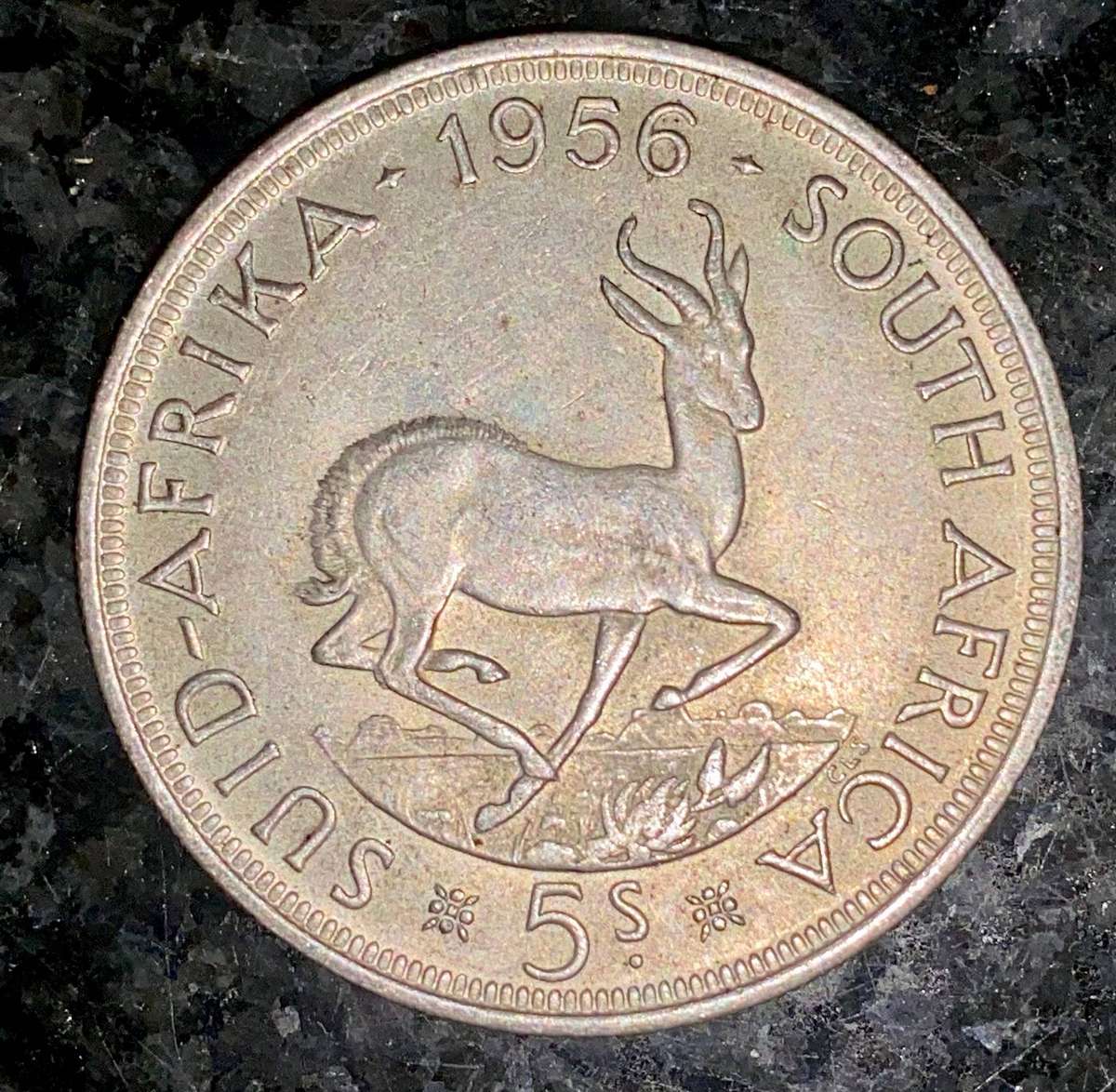 SA Union silver 5 shillings 1956 good condition