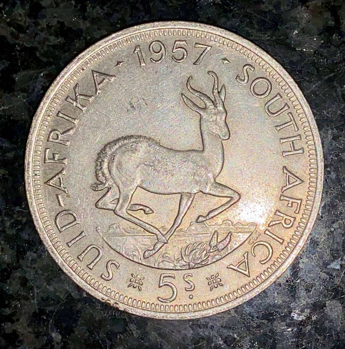 SA Union silver 5 shillings 1957