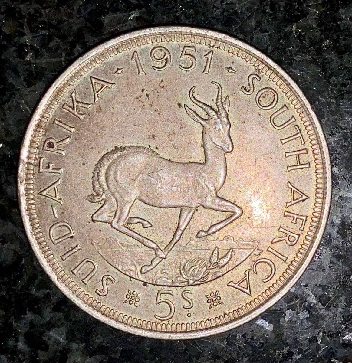 SA Union silver 5 shillings 1951