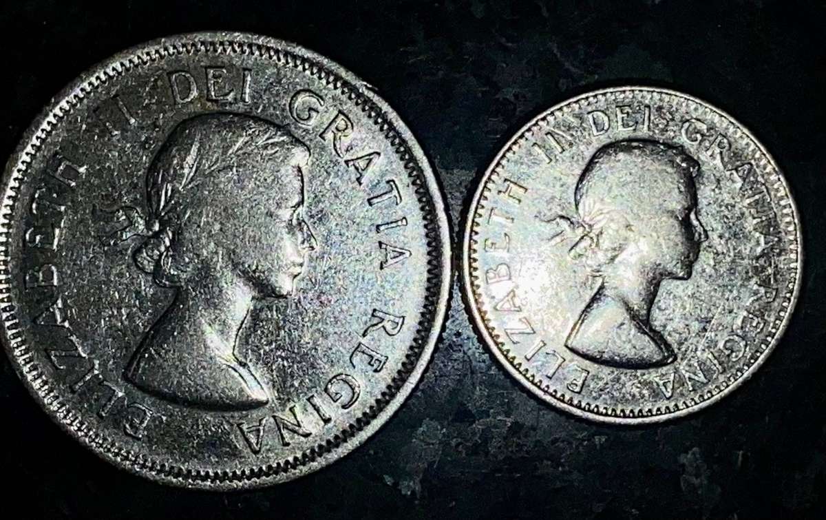 Canada Silver Set 25 cent 1963 & 10 cent 1960 (1 bid takes all)