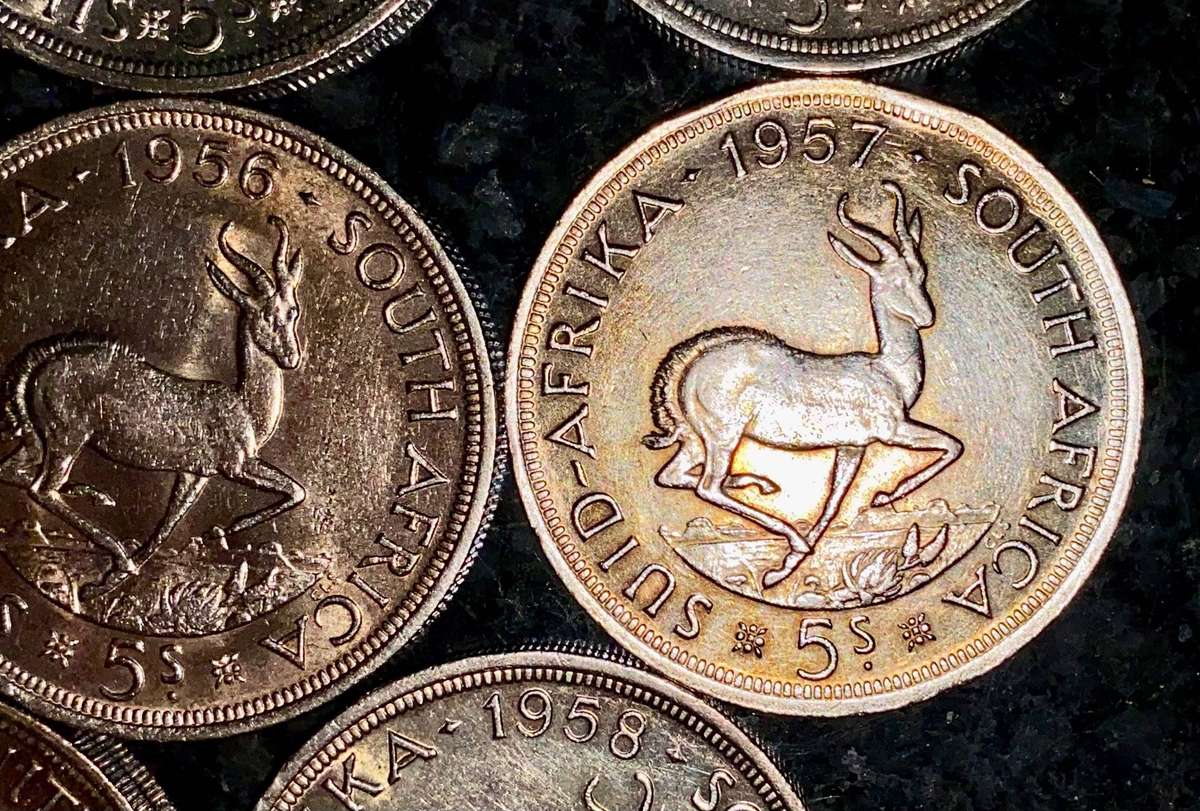 SA Union Silver Set 5 shilling 1951 - 1952 - 1953 - 1955 - 1956 - 1957 - 58 - 1960 - good condition