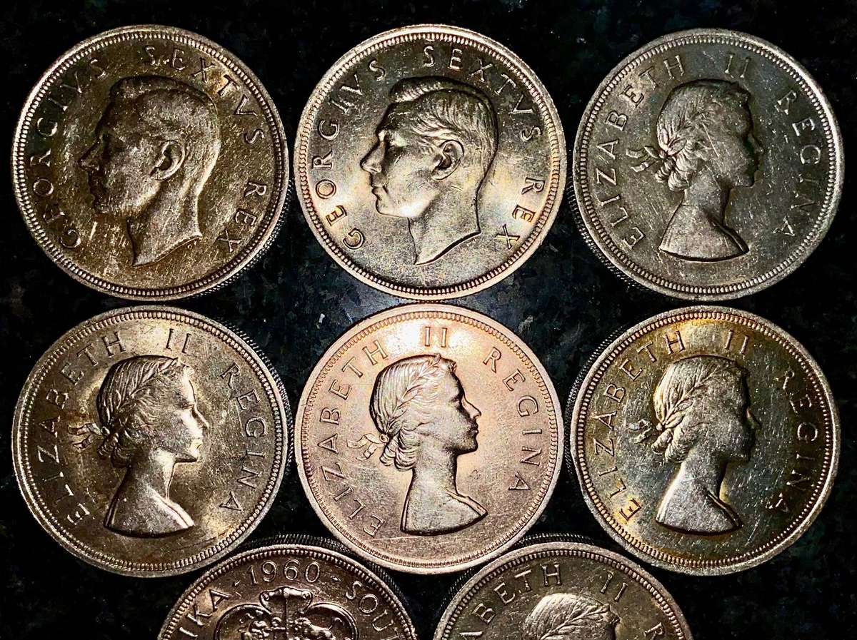 SA Union Silver Set 5 shilling 1951 - 1952 - 1953 - 1955 - 1956 - 1957 - 58 - 1960 - good condition