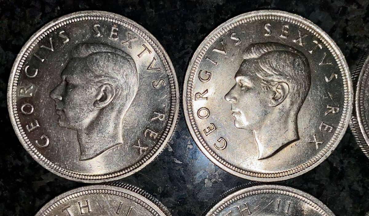 SA Union Silver Set 5 shillings 1951 - 1952 - 1953 - 1956 - 1957 - 1958 - good condition