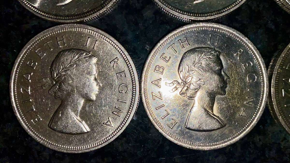 SA Union Silver Set 5 shillings 1951 - 1952 - 1953 - 1956 - 1957 - 1958 - good condition