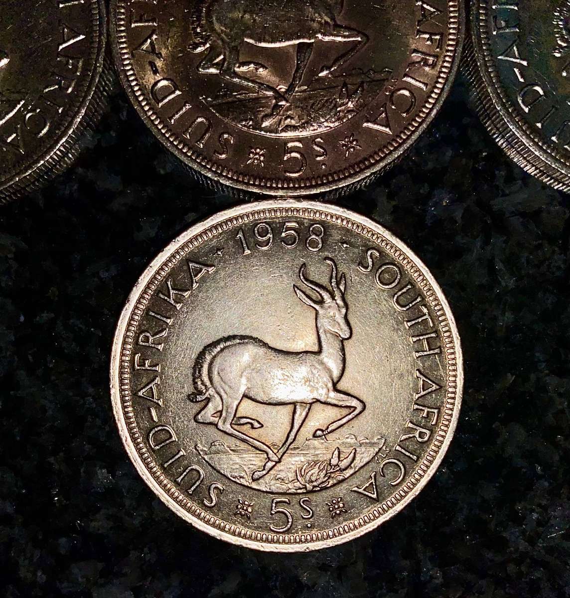 SA Union Silver Set 5 shillings 1951 - 1952 - 1953 - 1955 - 1956 - 1957 - 1958 - good condition