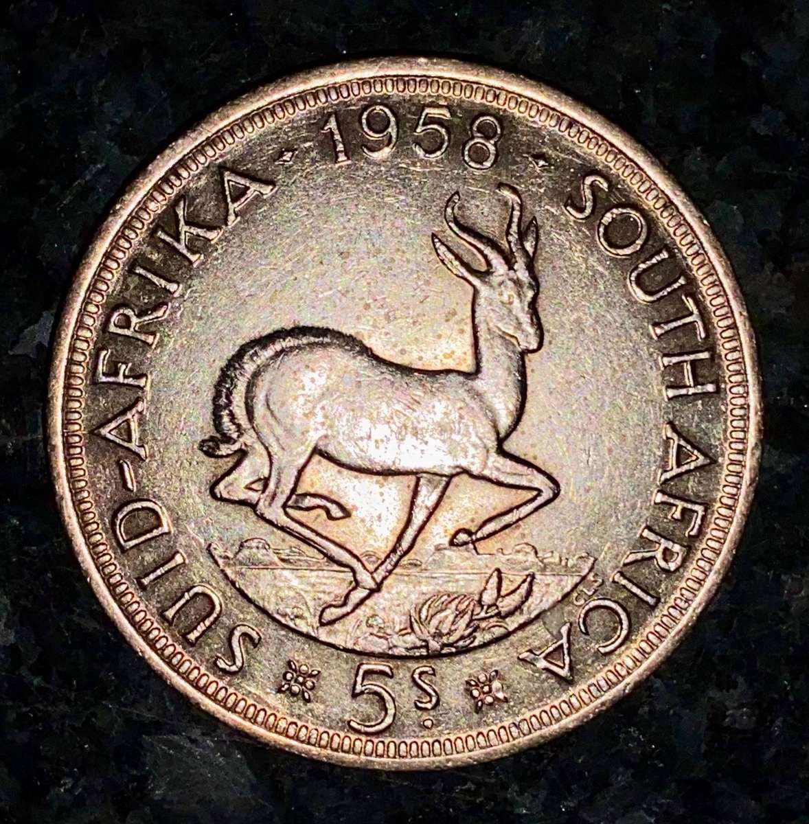 SA Union silver 5 shillings 1958 good condition