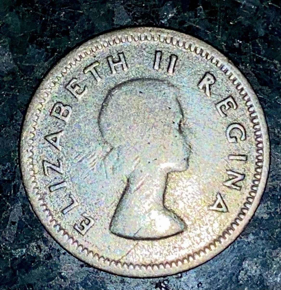 SA Union silver 3d threepence 1954