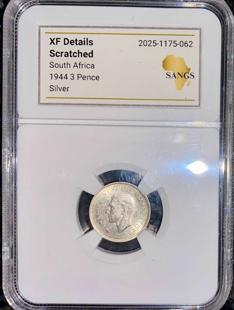 South Africa. Graded silver 3 pence 1944 - XF SANGS