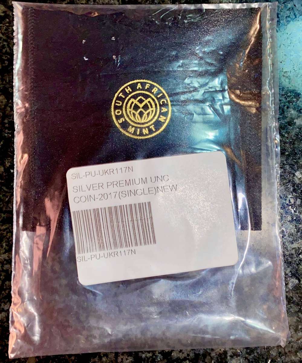 South Africa 1oz Silver Krugerrand - Premium UNC 2017 Still Sealed as from SA Mint pouch & cert