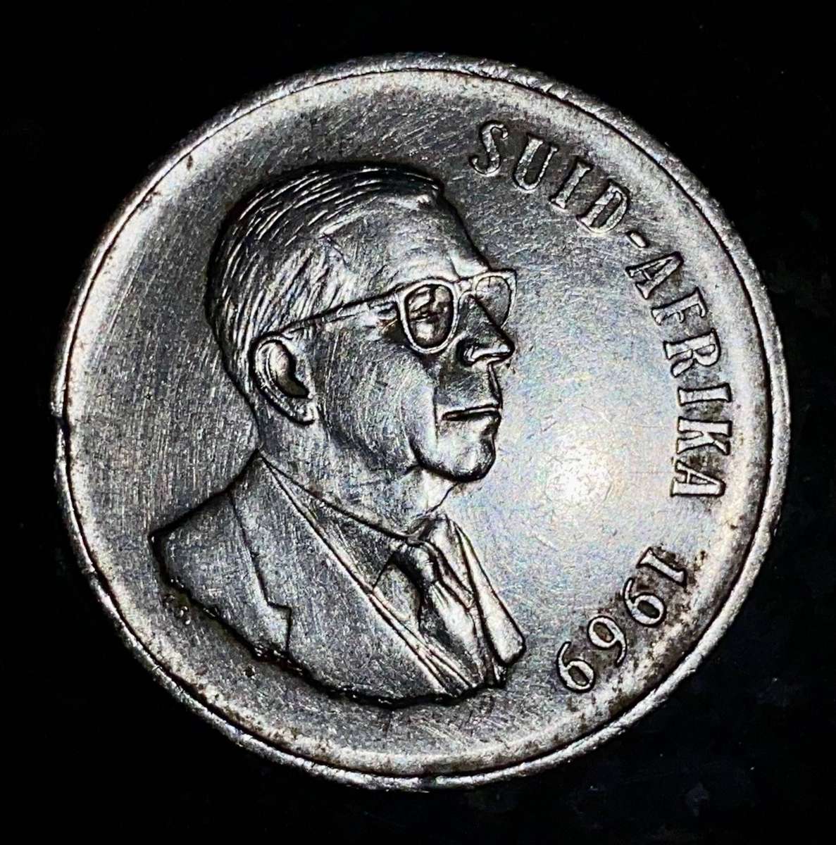 South Africa. Silver R1 -- 1969 Afrikaans