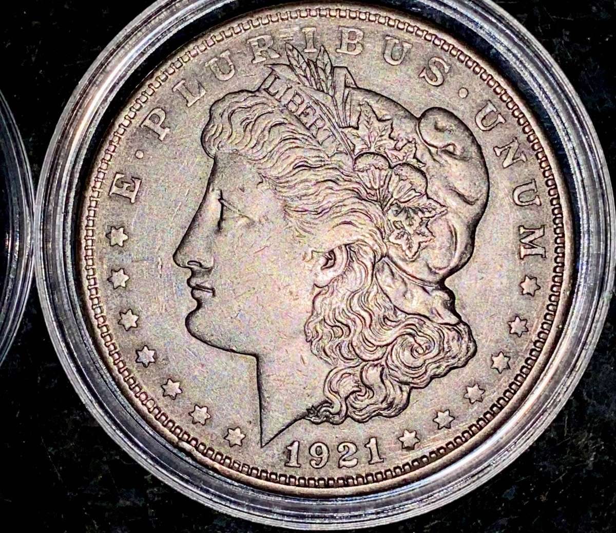 USA silver Morgan 1 dollar - 1921 Denver Mint in capsule good condition