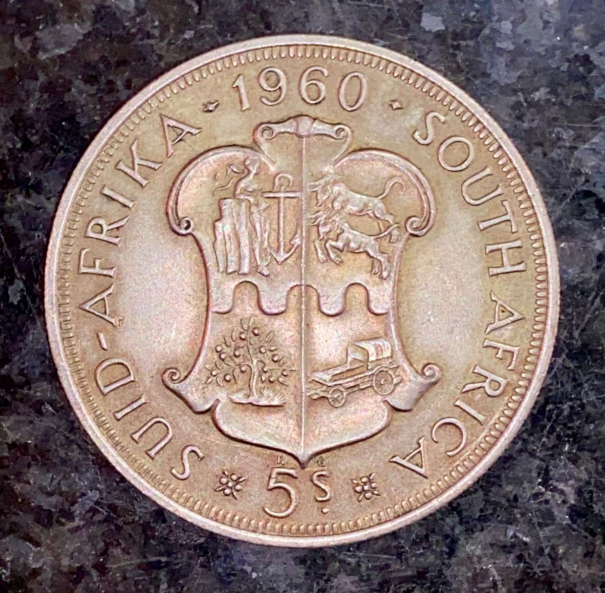 SA Union silver 5 shilling 1960