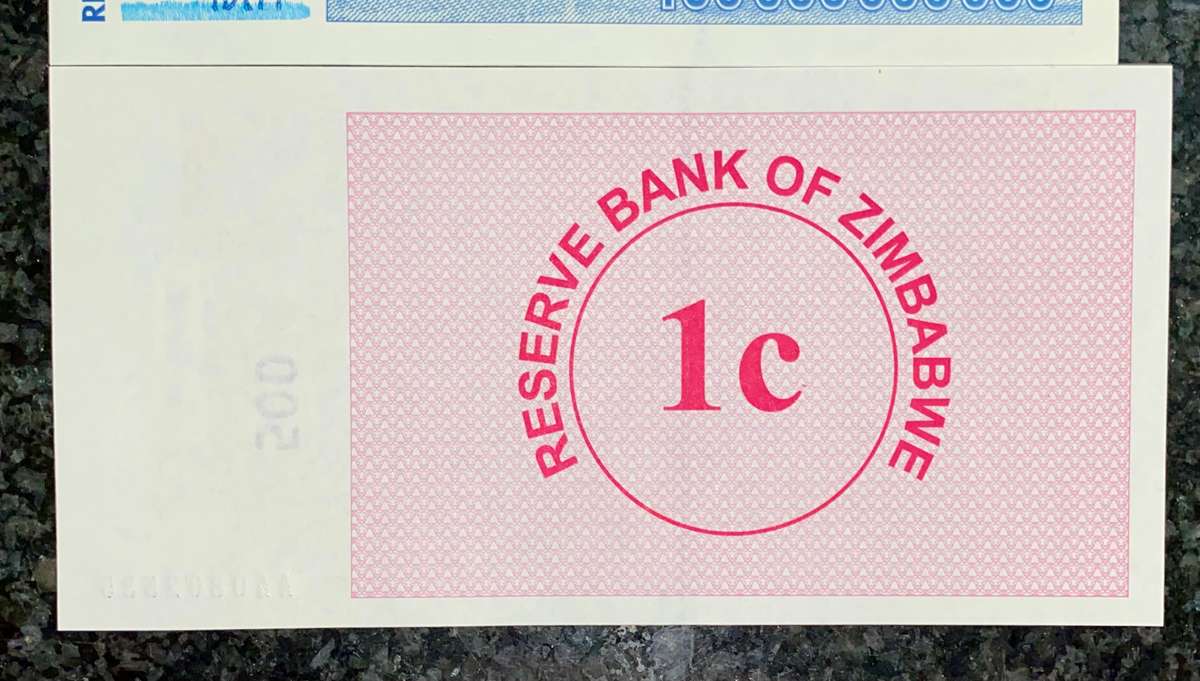Zimbabwe set 100 trillion - 100 billion 2008 & 1 cent 2007 (1 bid takes all)
