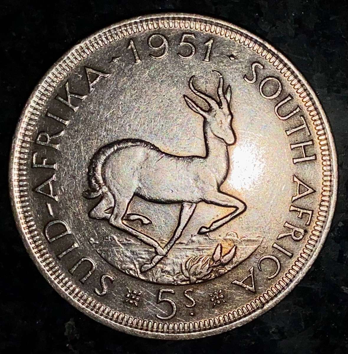 SA Union silver 5 shillings 1951