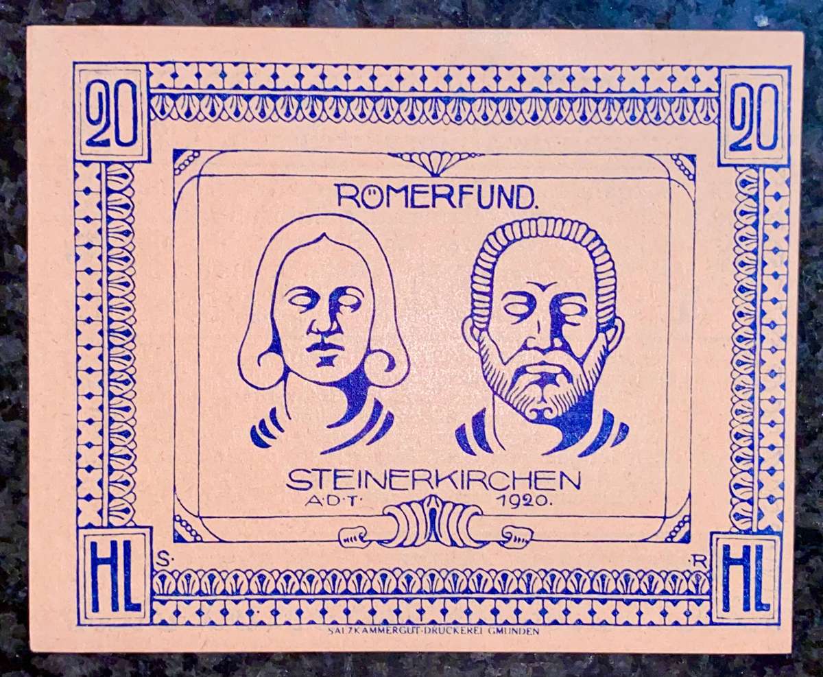 Austria - Steinerkirchen 20 heller 1920 Emergency money (Notgeld) unc lovely art