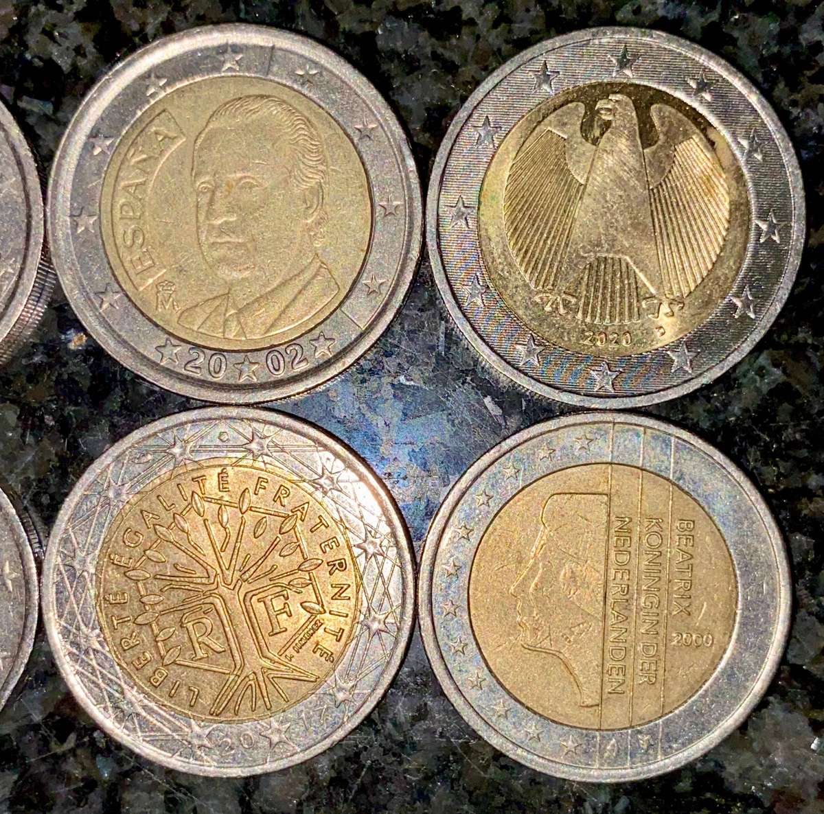 Euro Set - 6 countries - 2 Euro - all different (1 bid takes all)