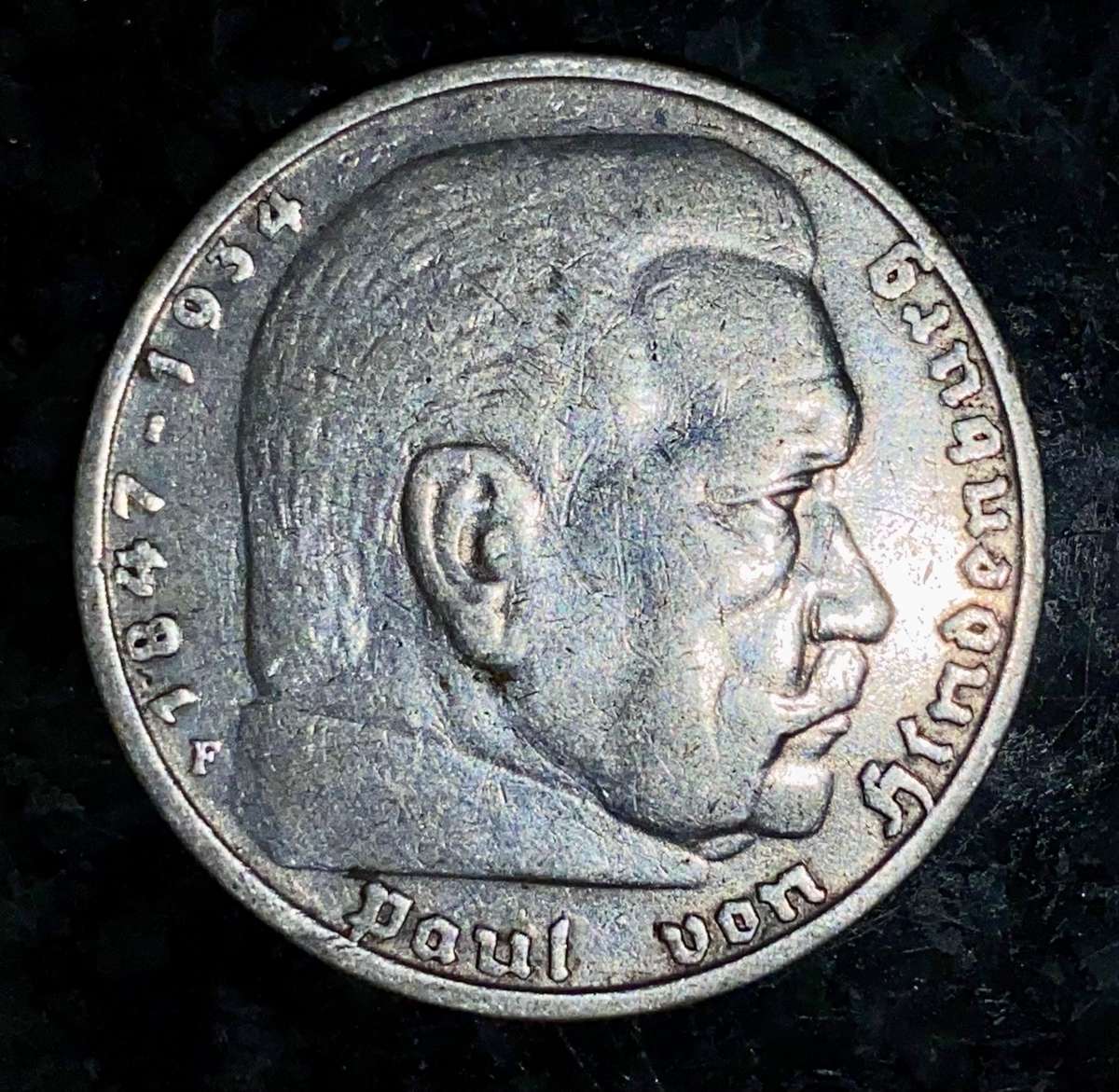 Germany 1937 -- 5 mark -- 900 silver