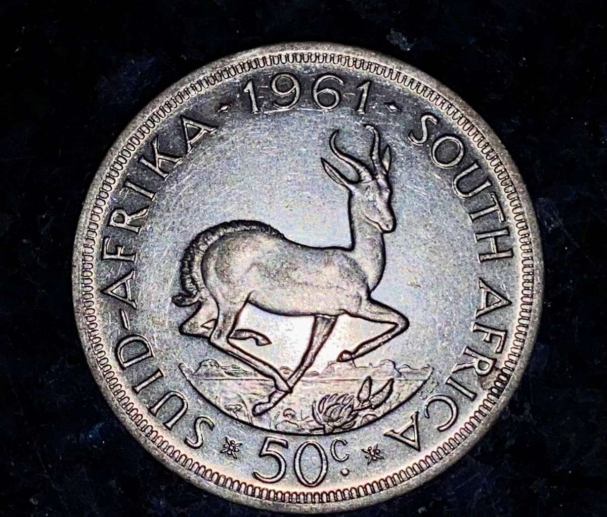 South Africa. Silver 50 cent 1961 low mintage 54746 good condition Crown Size