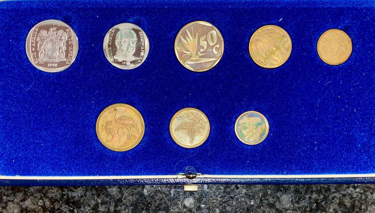South Africa Proof set R1 PW Botha TO 1 cent 1990 blue SA mint box