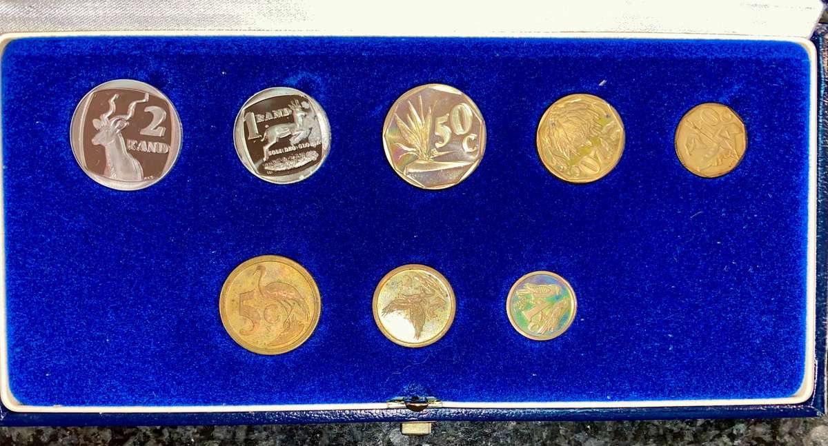 South Africa Proof set R1 PW Botha TO 1 cent 1990 blue SA mint box
