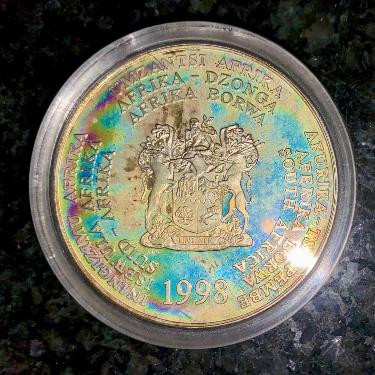 S.Africa Proof -- R2 Jack Ass Penguin amazing toning-- 1998 low mintage 2053