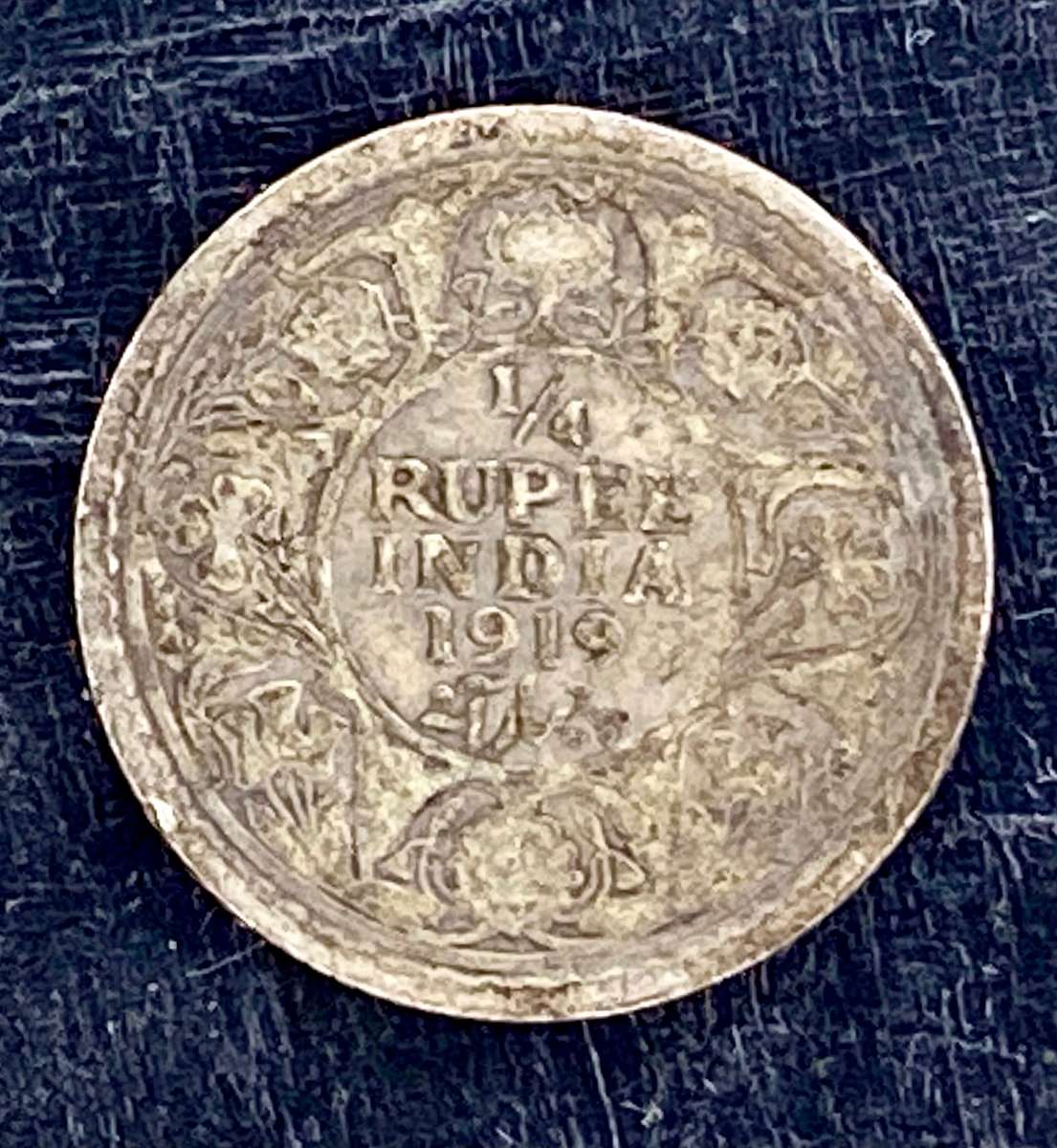 India 1919 -- 1/4 rupee -- 917 silver