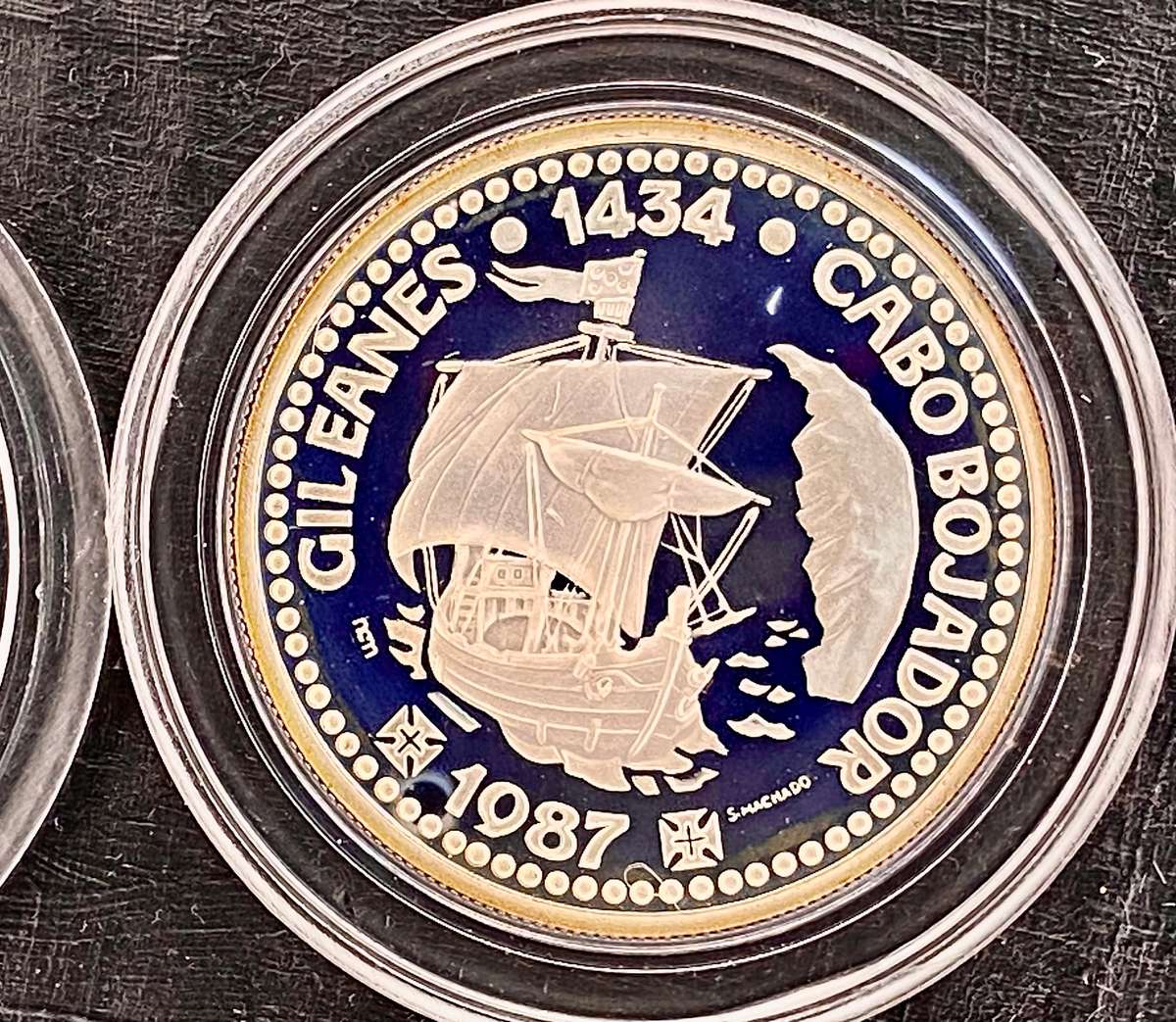 Portugal Sterling Silver proof 100 escudos - 1987 Shield Gileanes Cape Borjador 1434 - 16.5g