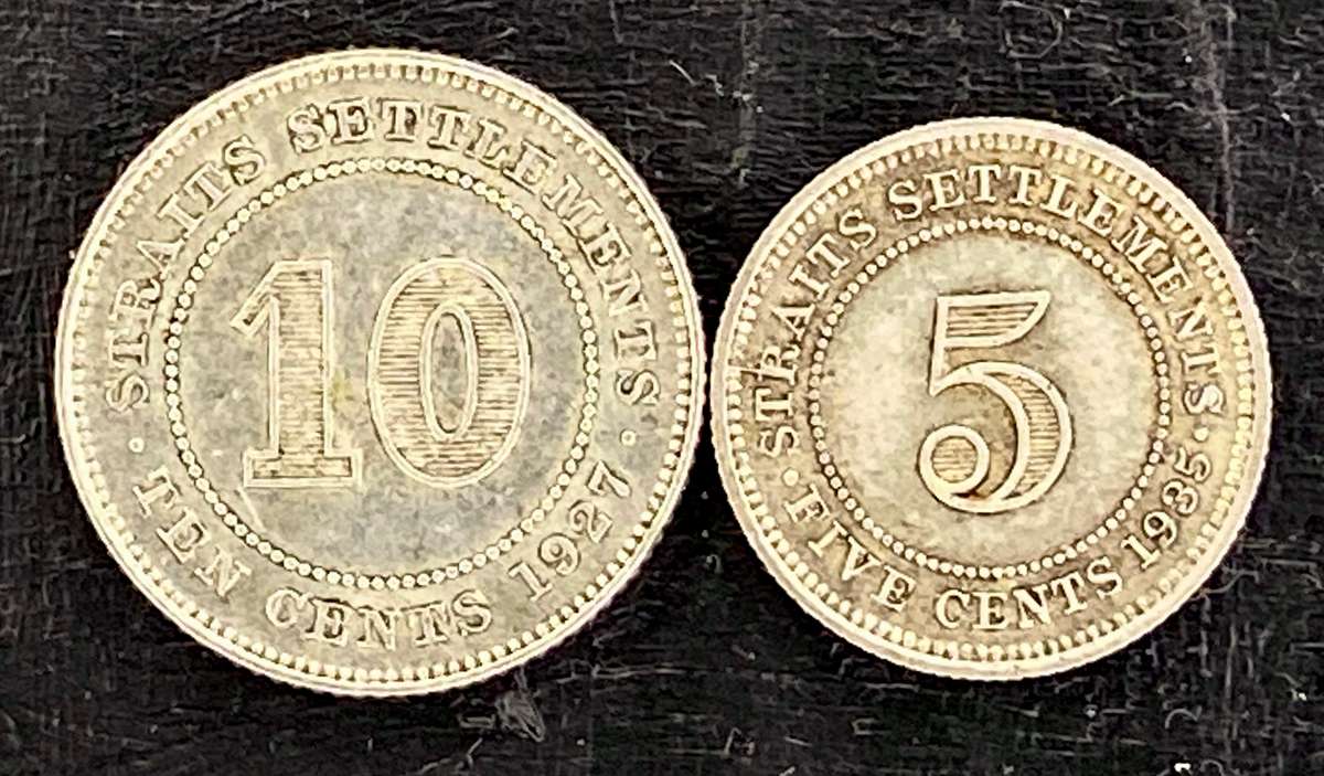 Straits Settlement set 10 cent 1927 & 5 cent 1935(1 bid takes all)