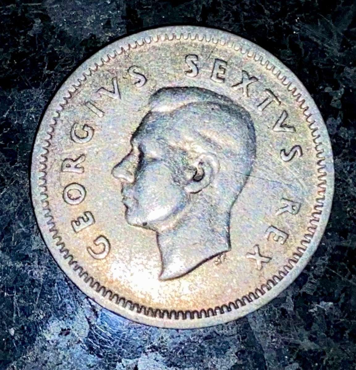 S A Union. silver 3d threepence 1948