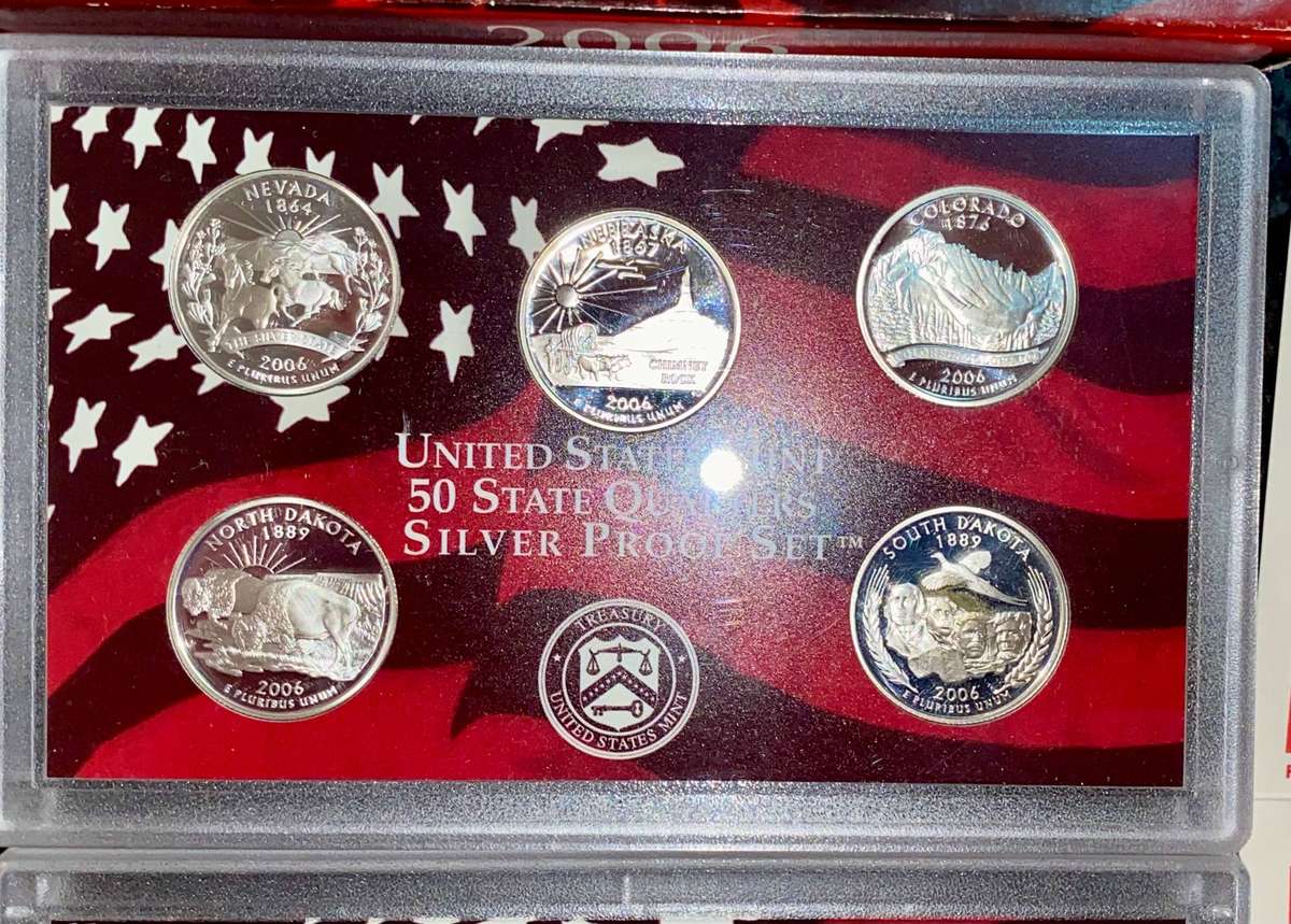 USA Proof Silver Set 2006 -- State Quarters & One Dollar to 1 cent with certificate