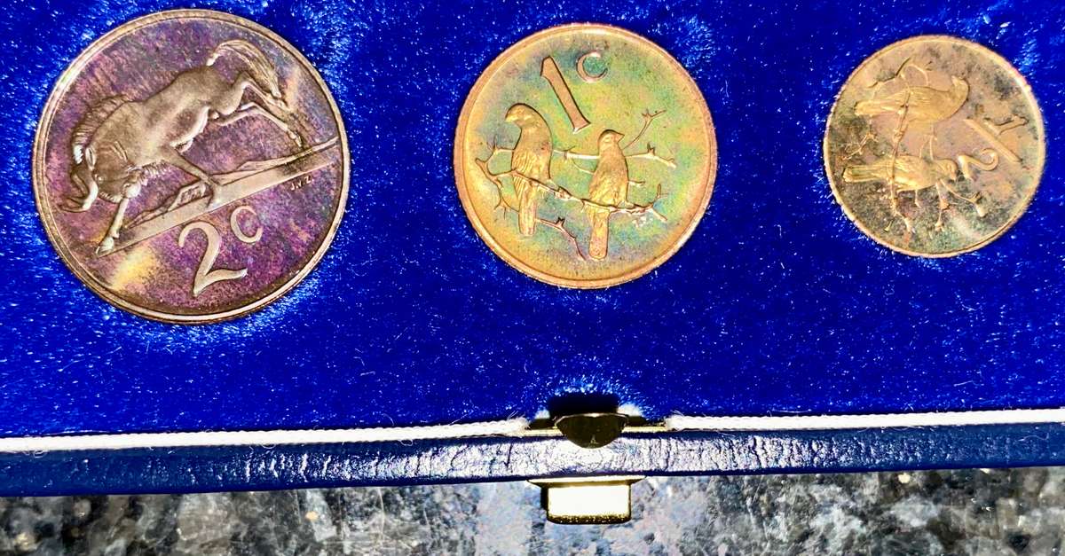 South Africa Proof set silver R1 TO 1/2 cent 1983 blue SA mint box