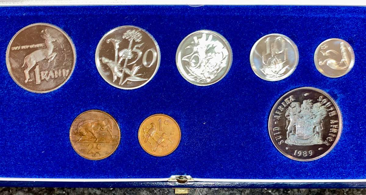 South Africa Proof set silver R1 TO 1 cent + nickel R1 - 1989 blue SA mint box