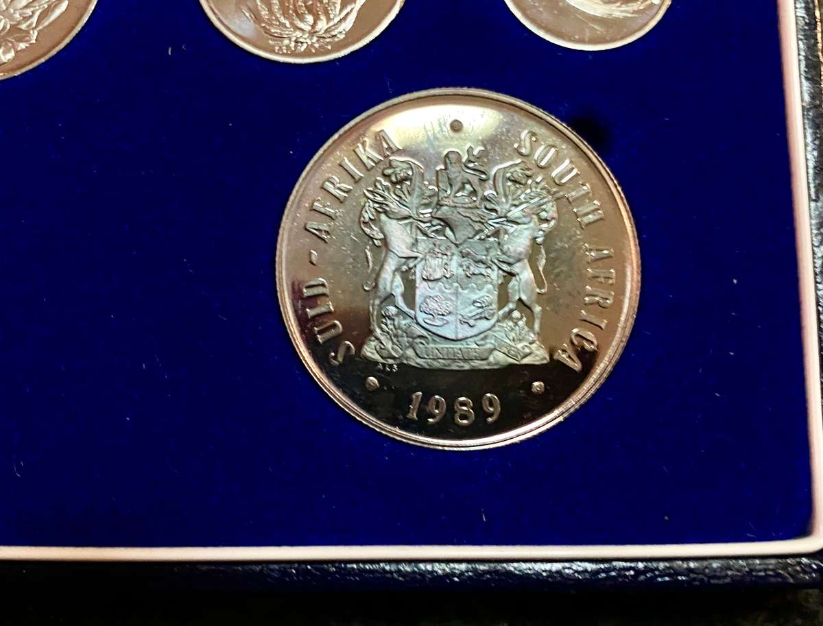 South Africa Proof set silver R1 TO 1 cent + nickel R1 - 1989 blue SA mint box