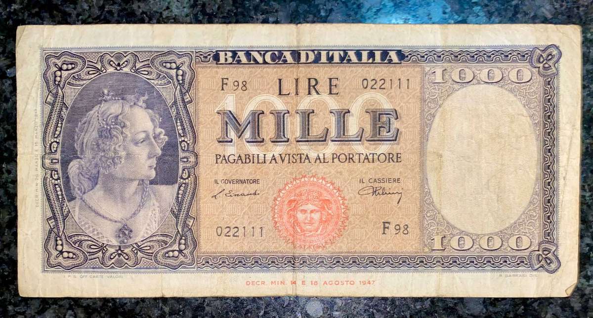 Italy 1 lire 1947