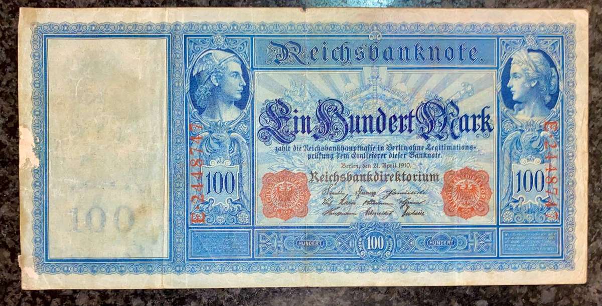 Germany. 100 mark 1910 big note