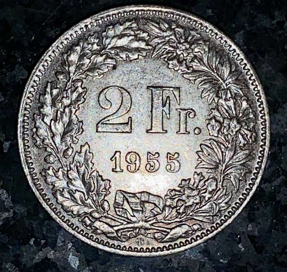 Switzerland Silver 2 francs 1955