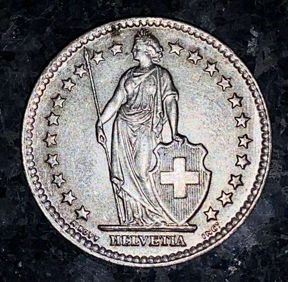 Switzerland Silver 2 francs 1955