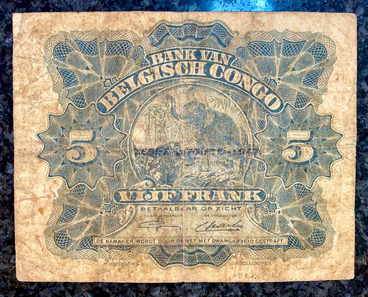 Belgium Congo 5 francs 10-04-1947 sixeme emission