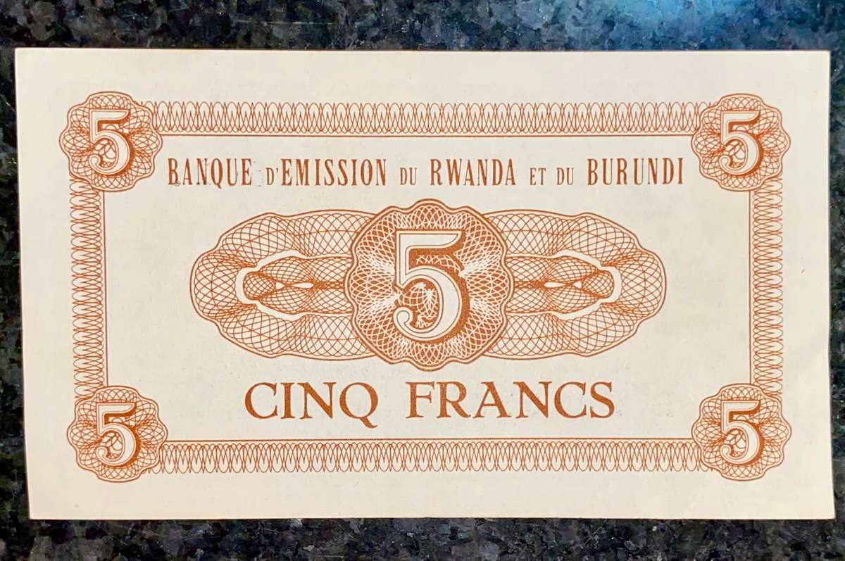 Rwanda & Burundi 5 francs 15-09-1960 B AUNC-EF ( Scarce )