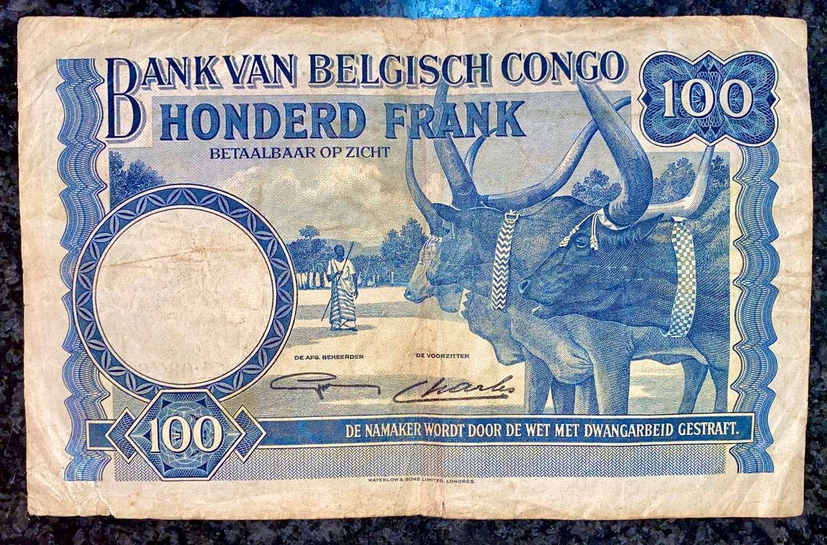 Belgium Congo 100 francs 11-03-1946 Zebra wtm Scarce