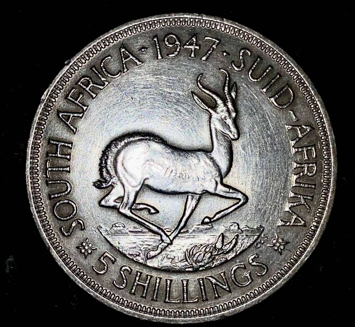 SA Union silver 5 shilling 1947 good condition