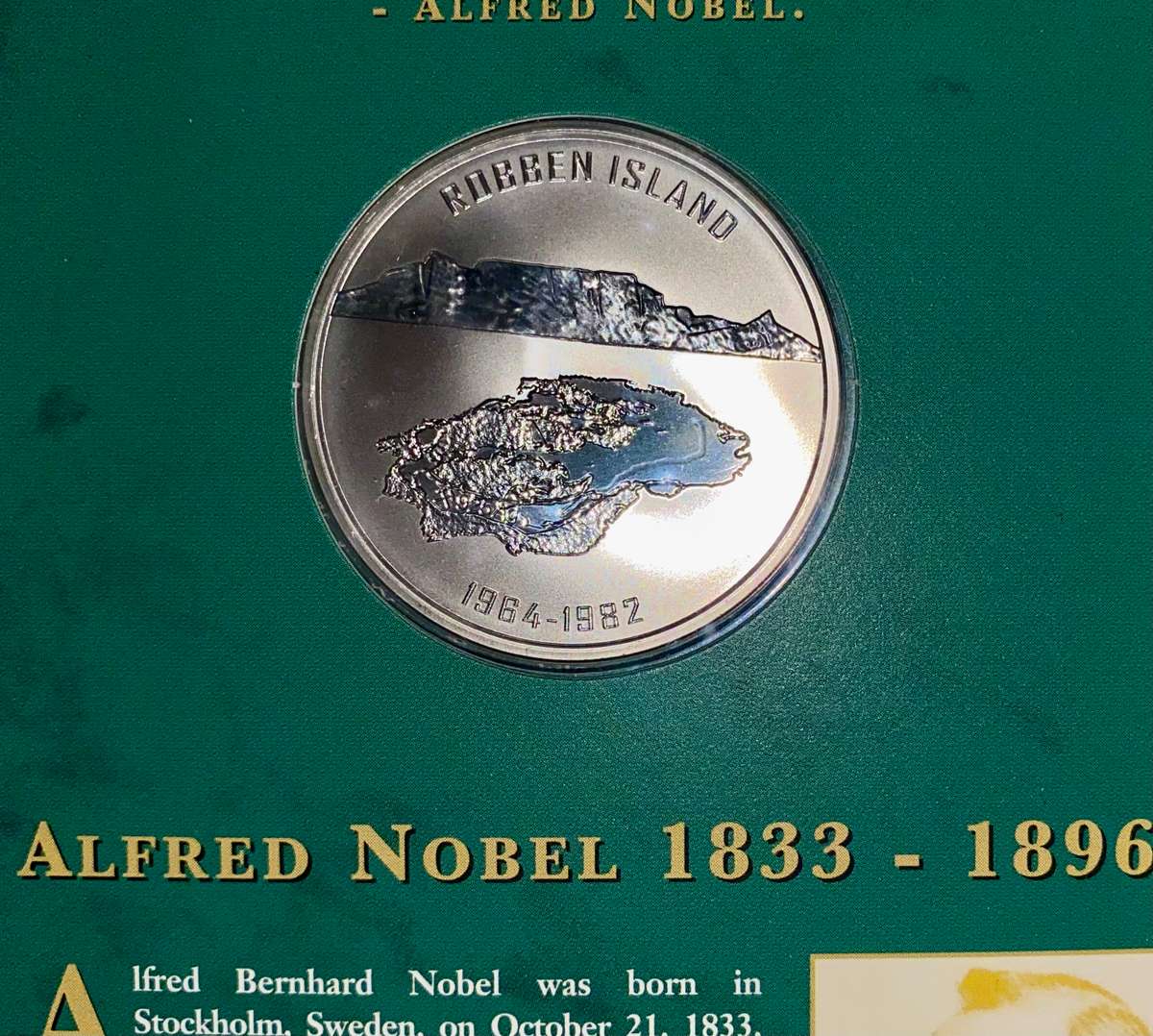 Nelson Mandela 1OZ proof silver - Robben Island laureate Nobel Peace  Norway Mint in original folder